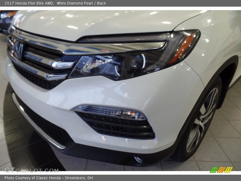 White Diamond Pearl / Black 2017 Honda Pilot Elite AWD