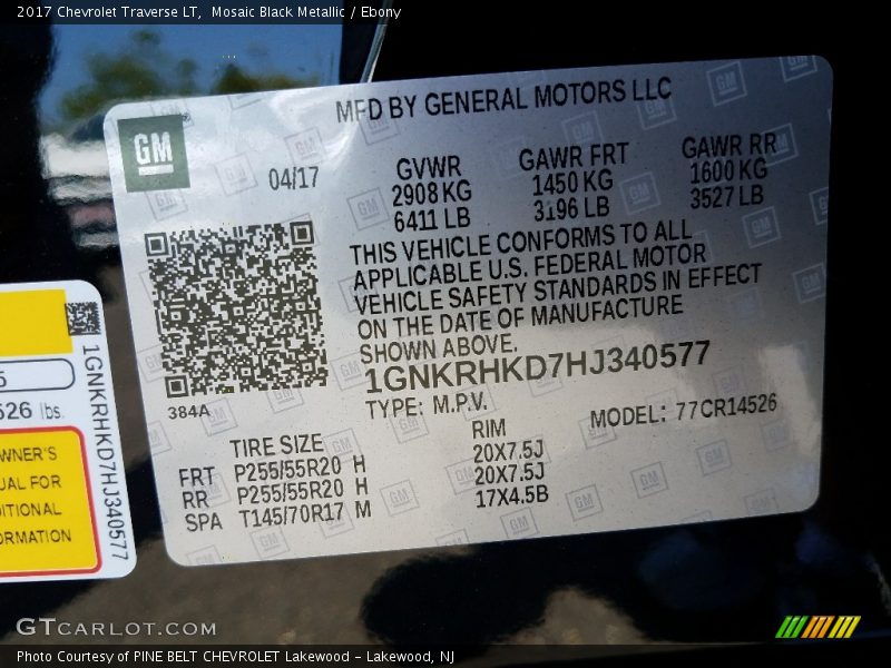 Mosaic Black Metallic / Ebony 2017 Chevrolet Traverse LT