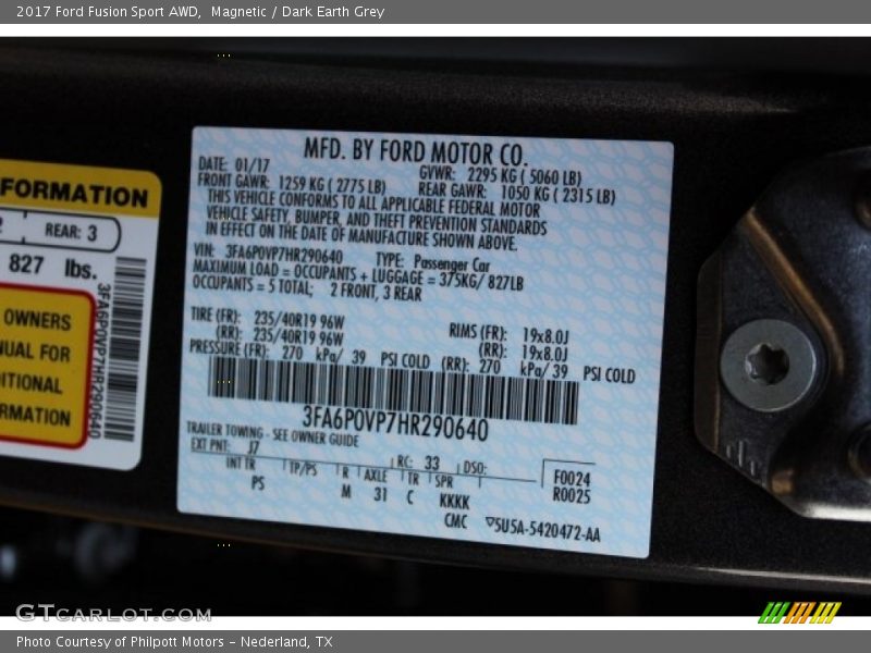 Magnetic / Dark Earth Grey 2017 Ford Fusion Sport AWD