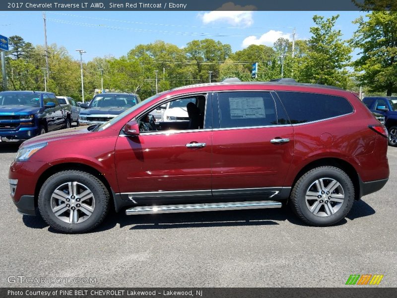 Siren Red Tintcoat / Ebony 2017 Chevrolet Traverse LT AWD