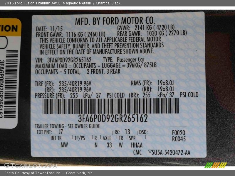Magnetic Metallic / Charcoal Black 2016 Ford Fusion Titanium AWD
