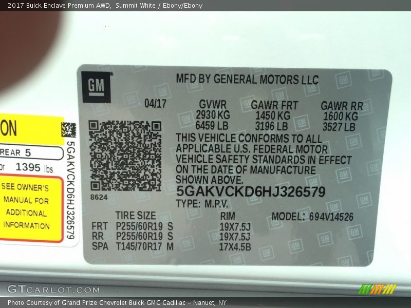 Summit White / Ebony/Ebony 2017 Buick Enclave Premium AWD