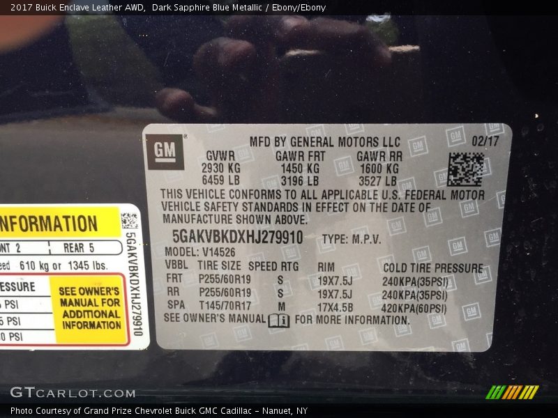 Dark Sapphire Blue Metallic / Ebony/Ebony 2017 Buick Enclave Leather AWD