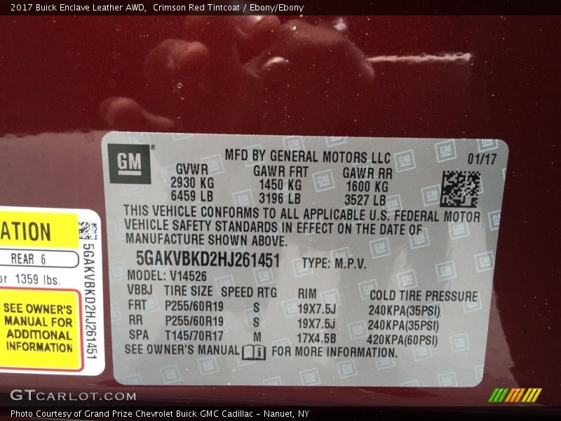 Crimson Red Tintcoat / Ebony/Ebony 2017 Buick Enclave Leather AWD