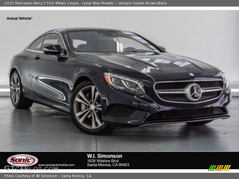 Lunar Blue Metallic / designo Saddle Brown/Black 2015 Mercedes-Benz S 550 4Matic Coupe