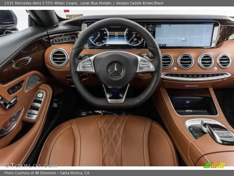 Lunar Blue Metallic / designo Saddle Brown/Black 2015 Mercedes-Benz S 550 4Matic Coupe
