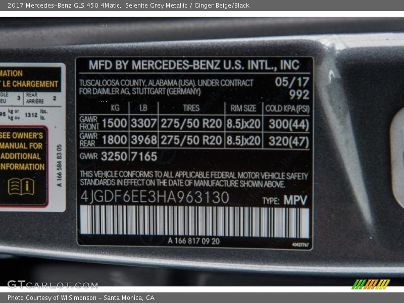Selenite Grey Metallic / Ginger Beige/Black 2017 Mercedes-Benz GLS 450 4Matic
