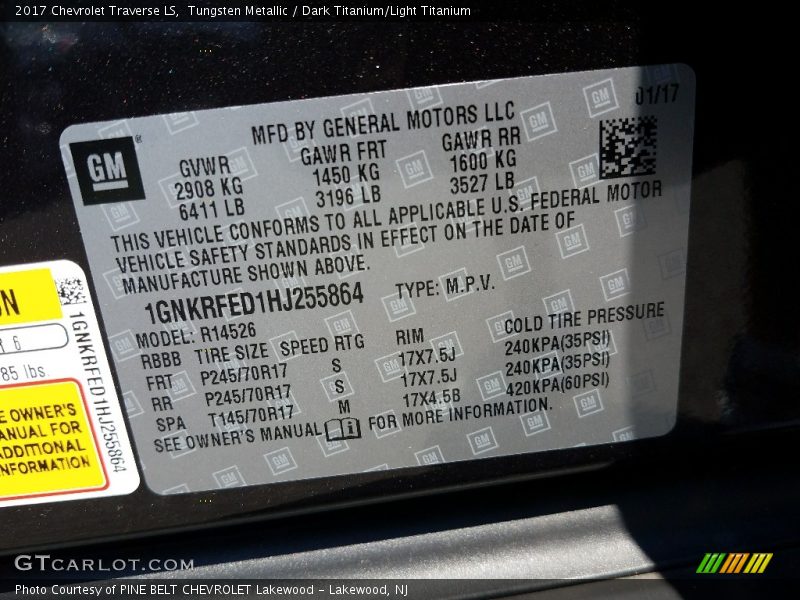 Tungsten Metallic / Dark Titanium/Light Titanium 2017 Chevrolet Traverse LS