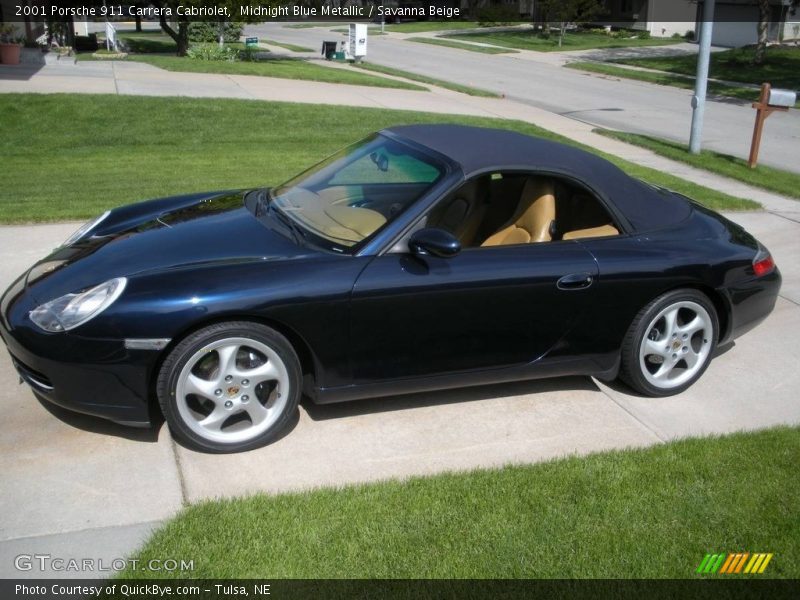 Midnight Blue Metallic / Savanna Beige 2001 Porsche 911 Carrera Cabriolet