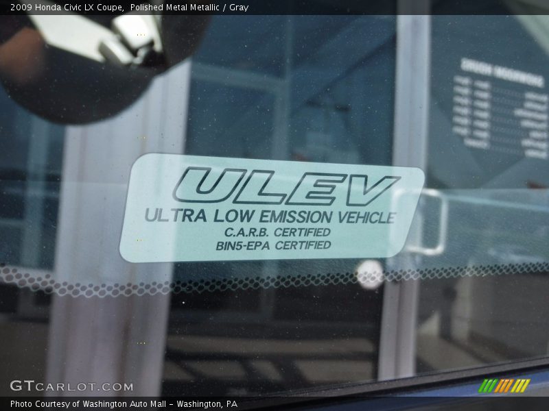 Polished Metal Metallic / Gray 2009 Honda Civic LX Coupe