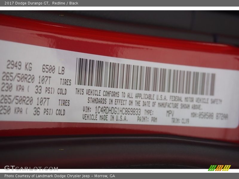 Redline / Black 2017 Dodge Durango GT