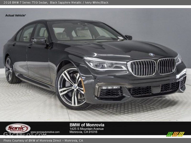 Black Sapphire Metallic / Ivory White/Black 2018 BMW 7 Series 750i Sedan