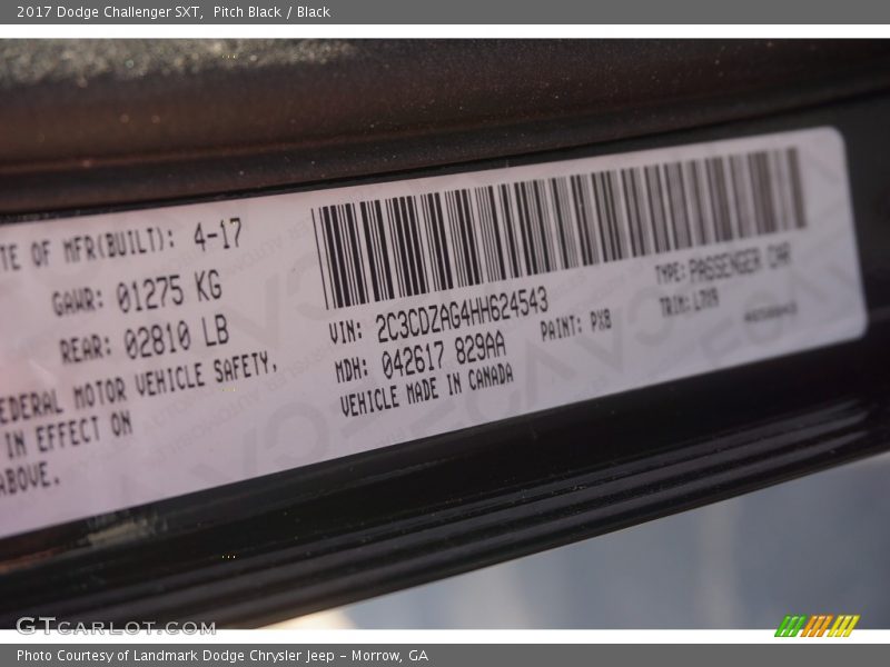 Pitch Black / Black 2017 Dodge Challenger SXT