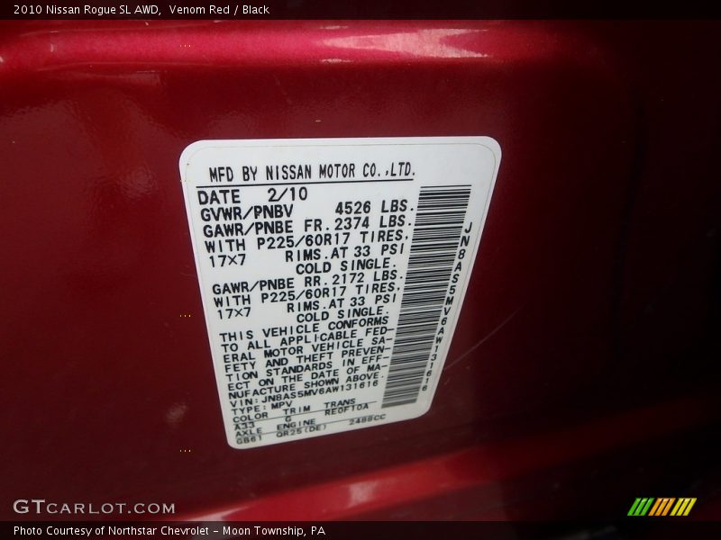 Venom Red / Black 2010 Nissan Rogue SL AWD