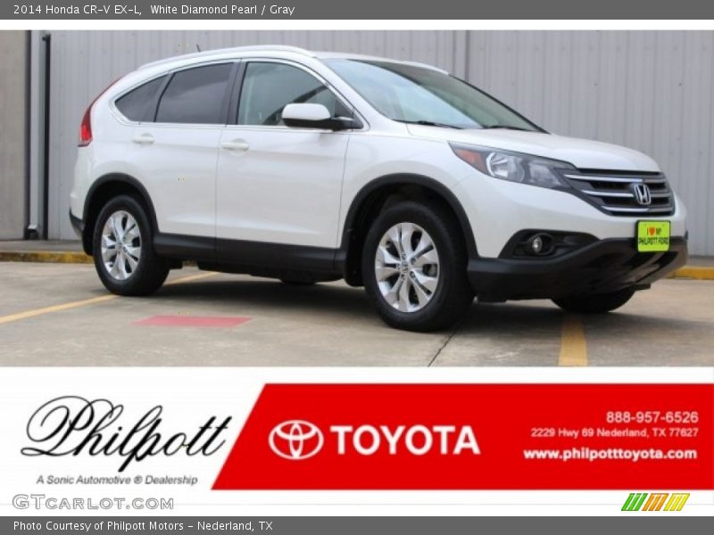 White Diamond Pearl / Gray 2014 Honda CR-V EX-L