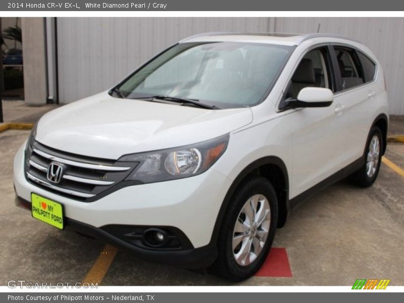 White Diamond Pearl / Gray 2014 Honda CR-V EX-L