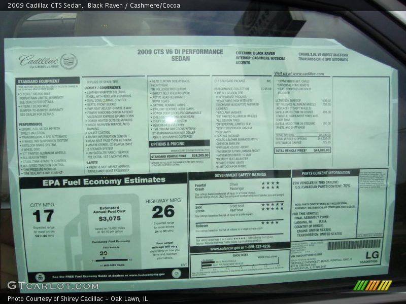 Black Raven / Cashmere/Cocoa 2009 Cadillac CTS Sedan