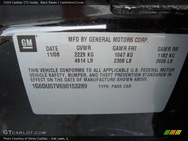 Black Raven / Cashmere/Cocoa 2009 Cadillac CTS Sedan