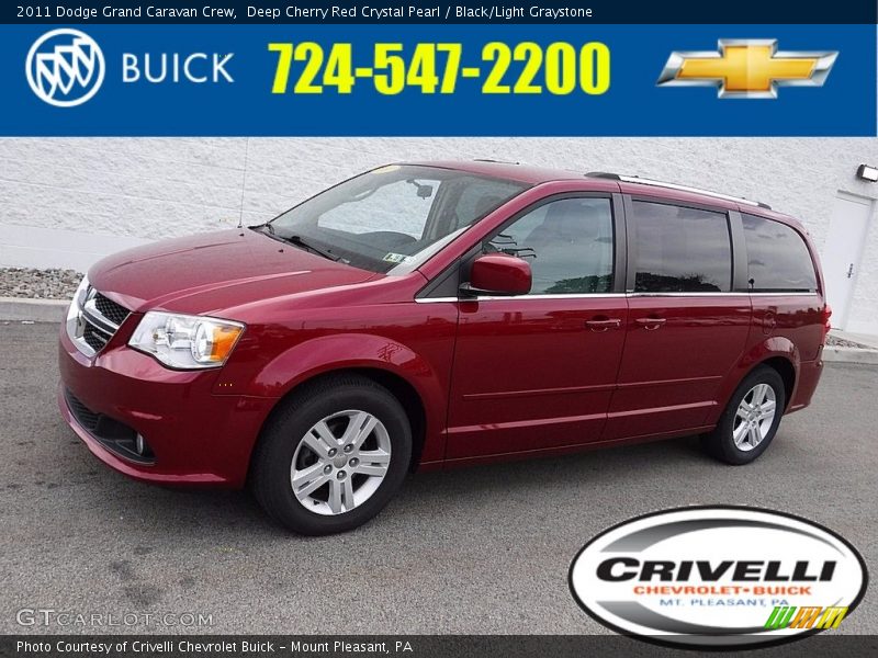 Deep Cherry Red Crystal Pearl / Black/Light Graystone 2011 Dodge Grand Caravan Crew