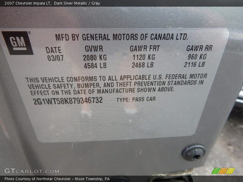 Dark Silver Metallic / Gray 2007 Chevrolet Impala LT