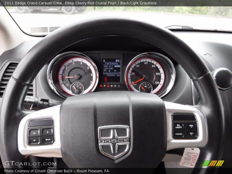 Deep Cherry Red Crystal Pearl / Black/Light Graystone 2011 Dodge Grand Caravan Crew