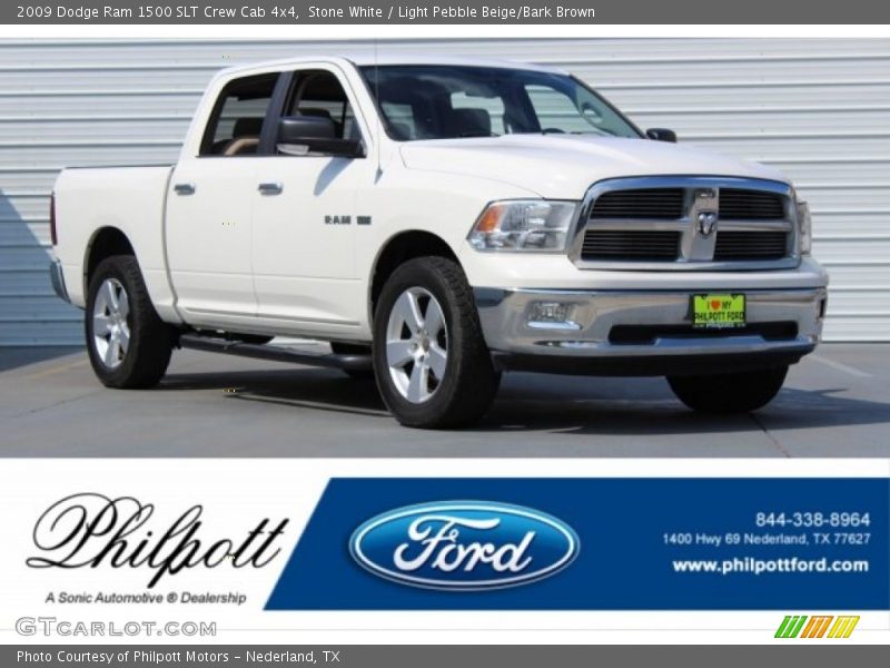 Stone White / Light Pebble Beige/Bark Brown 2009 Dodge Ram 1500 SLT Crew Cab 4x4