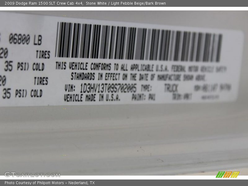 Stone White / Light Pebble Beige/Bark Brown 2009 Dodge Ram 1500 SLT Crew Cab 4x4