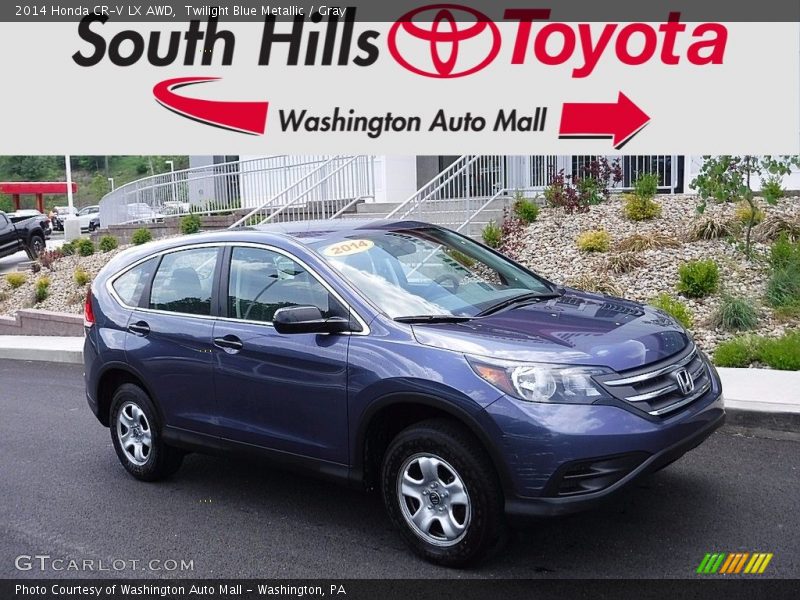 Twilight Blue Metallic / Gray 2014 Honda CR-V LX AWD