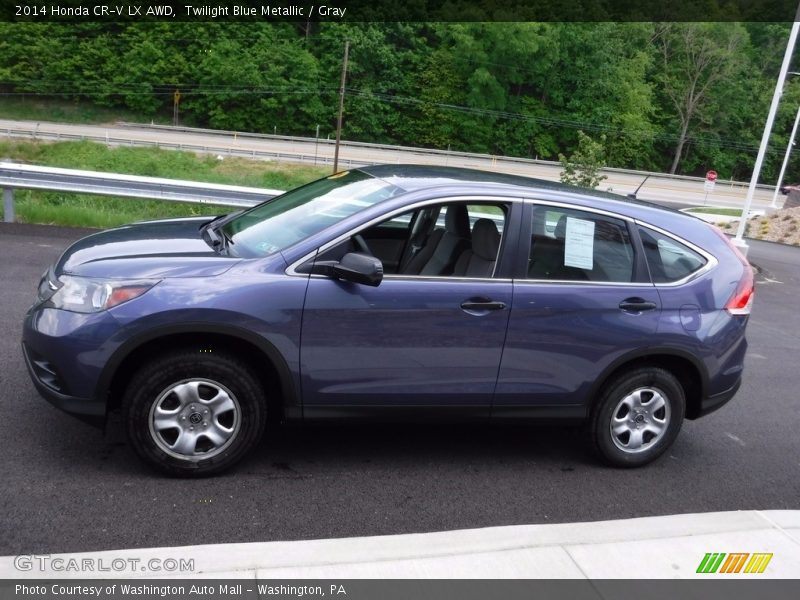 Twilight Blue Metallic / Gray 2014 Honda CR-V LX AWD
