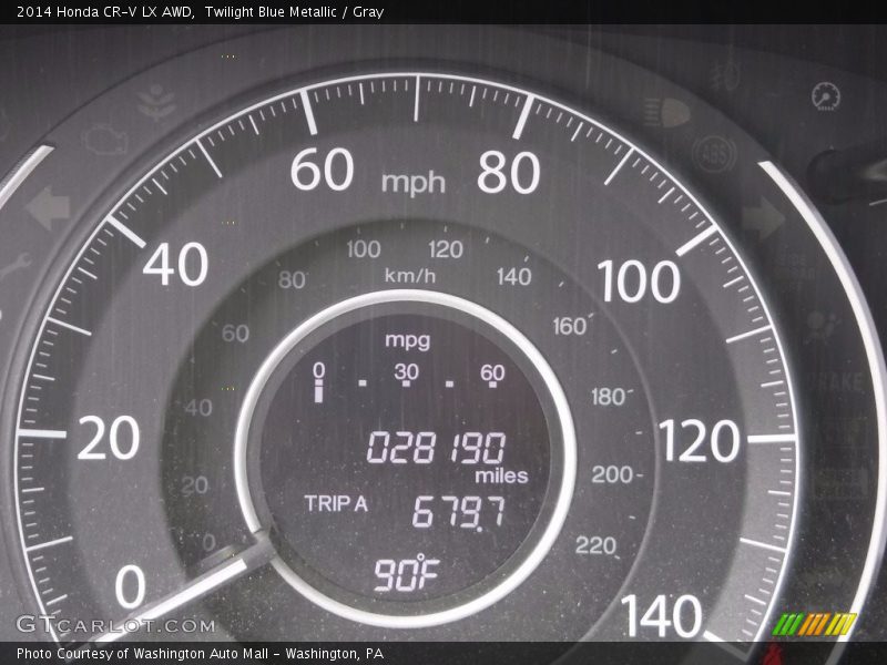 Twilight Blue Metallic / Gray 2014 Honda CR-V LX AWD