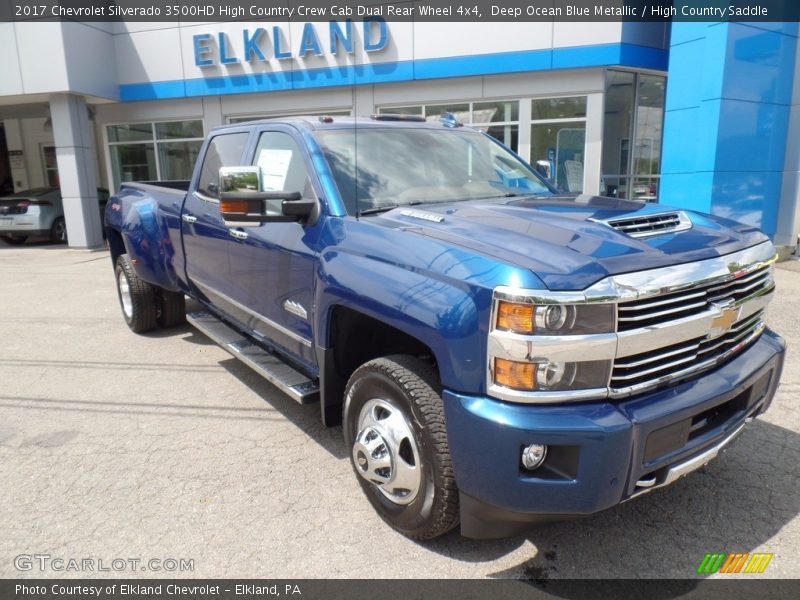 Deep Ocean Blue Metallic / High Country Saddle 2017 Chevrolet Silverado 3500HD High Country Crew Cab Dual Rear Wheel 4x4