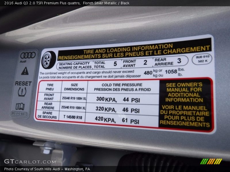 Florett Silver Metallic / Black 2016 Audi Q3 2.0 TSFI Premium Plus quattro