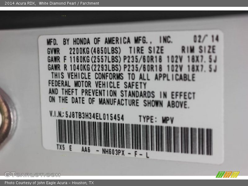 White Diamond Pearl / Parchment 2014 Acura RDX