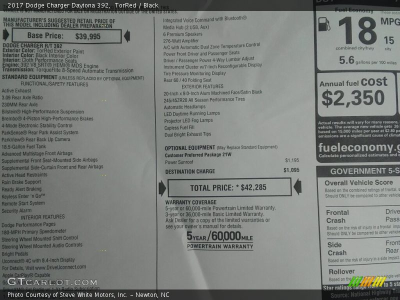 TorRed / Black 2017 Dodge Charger Daytona 392