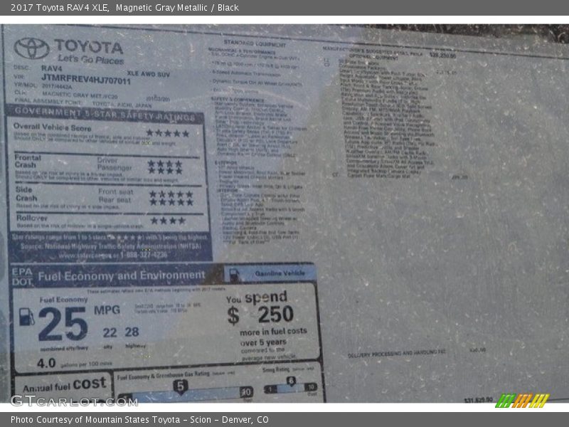 Magnetic Gray Metallic / Black 2017 Toyota RAV4 XLE