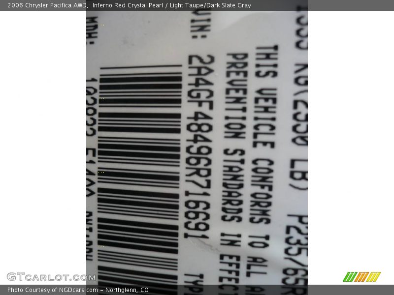 Inferno Red Crystal Pearl / Light Taupe/Dark Slate Gray 2006 Chrysler Pacifica AWD