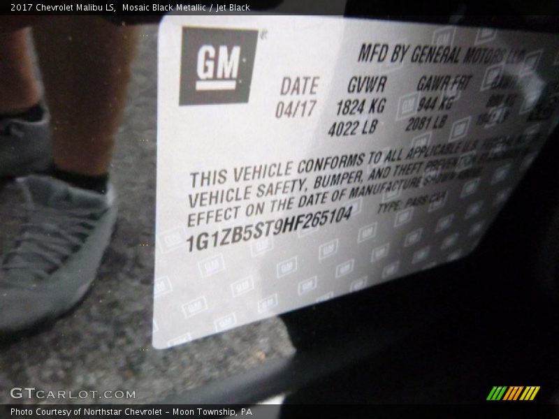 Mosaic Black Metallic / Jet Black 2017 Chevrolet Malibu LS