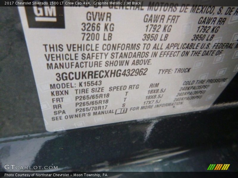 Graphite Metallic / Jet Black 2017 Chevrolet Silverado 1500 LT Crew Cab 4x4