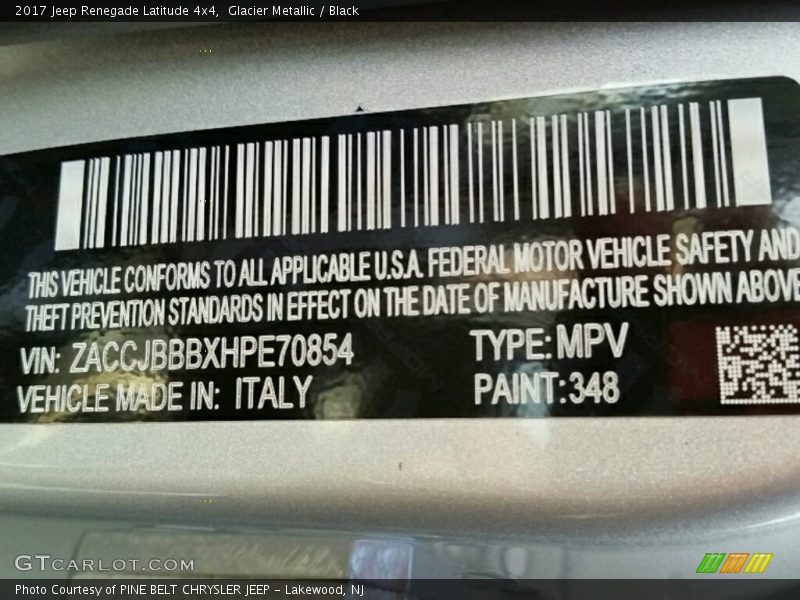 Glacier Metallic / Black 2017 Jeep Renegade Latitude 4x4