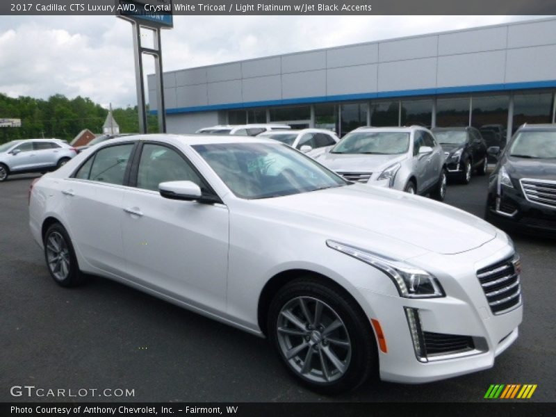 Crystal White Tricoat / Light Platinum w/Jet Black Accents 2017 Cadillac CTS Luxury AWD
