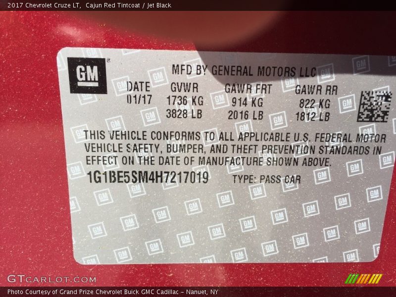 Cajun Red Tintcoat / Jet Black 2017 Chevrolet Cruze LT