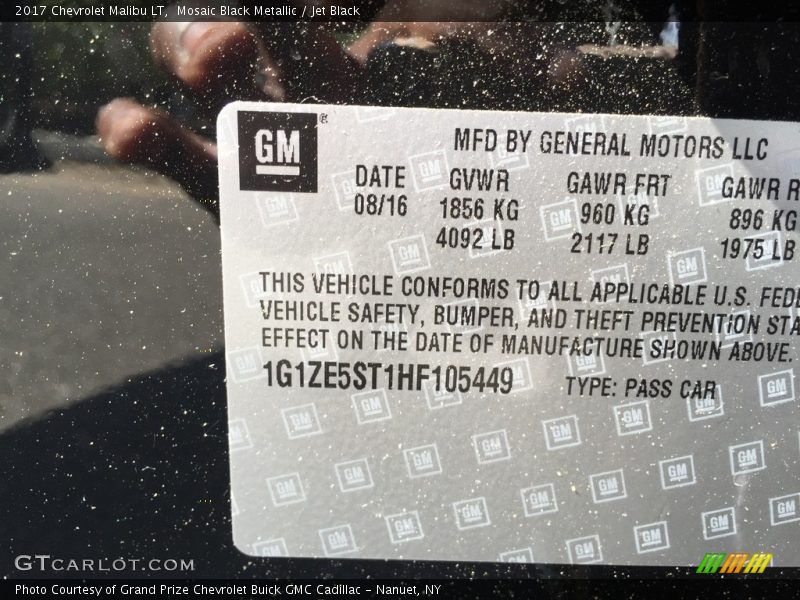 Mosaic Black Metallic / Jet Black 2017 Chevrolet Malibu LT