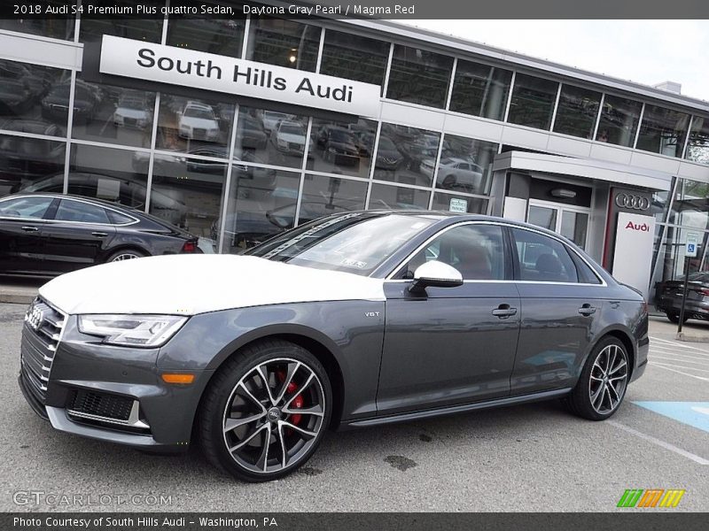 Daytona Gray Pearl / Magma Red 2018 Audi S4 Premium Plus quattro Sedan