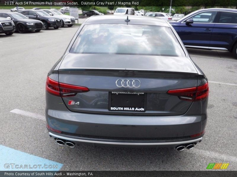 Daytona Gray Pearl / Magma Red 2018 Audi S4 Premium Plus quattro Sedan