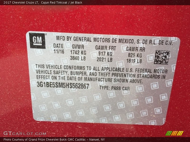 Cajun Red Tintcoat / Jet Black 2017 Chevrolet Cruze LT