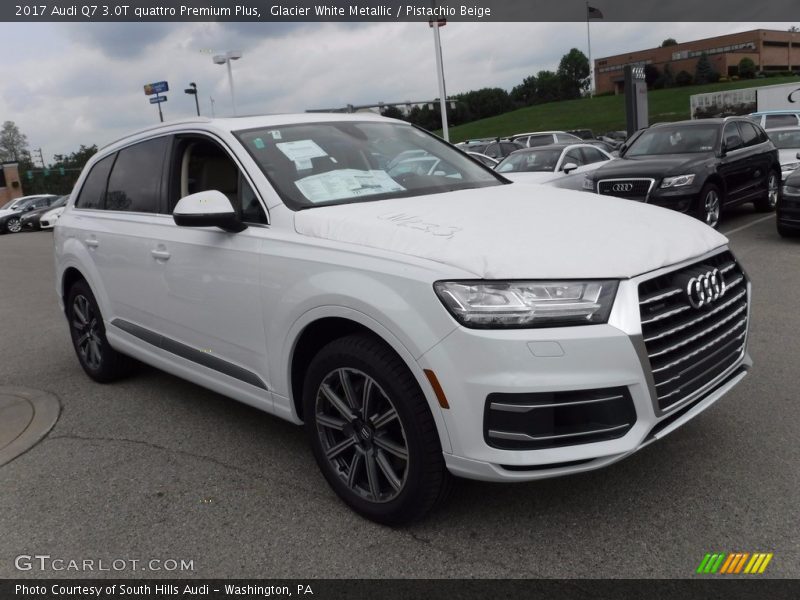 Glacier White Metallic / Pistachio Beige 2017 Audi Q7 3.0T quattro Premium Plus