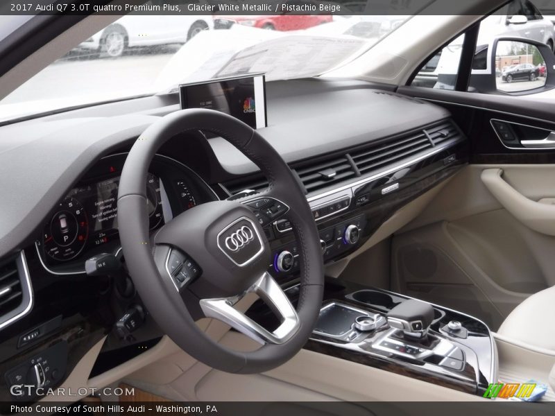 Glacier White Metallic / Pistachio Beige 2017 Audi Q7 3.0T quattro Premium Plus