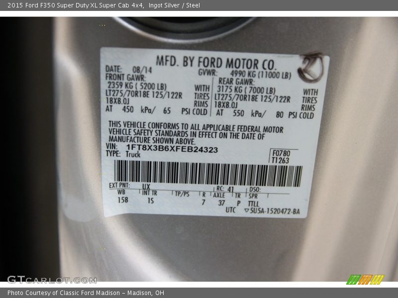 Ingot Silver / Steel 2015 Ford F350 Super Duty XL Super Cab 4x4
