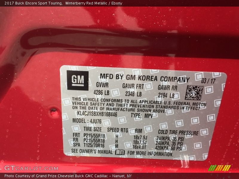 Winterberry Red Metallic / Ebony 2017 Buick Encore Sport Touring