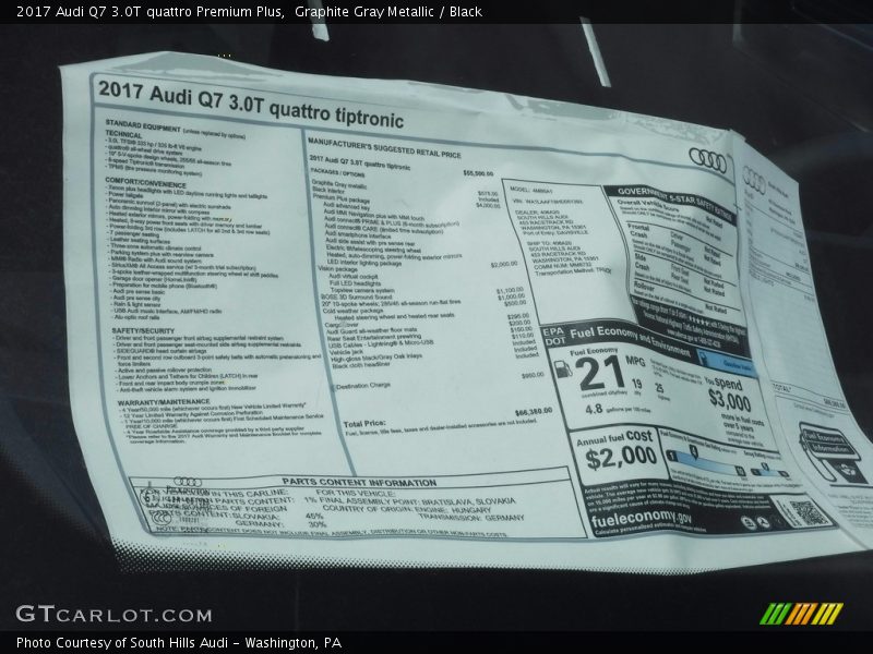 Graphite Gray Metallic / Black 2017 Audi Q7 3.0T quattro Premium Plus
